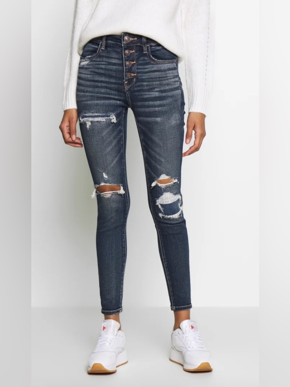 American Eagle Next Level Stretch Distressed Denim Skinny Jean Size 10